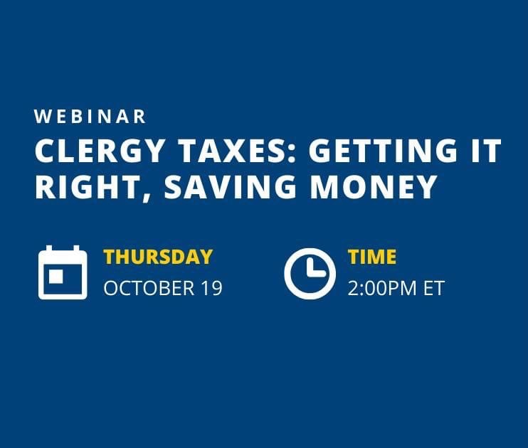 MMBB Webinar - Clergy Taxes: Getting it Right, Saving Money is Oct. 19 at 2 p.m.